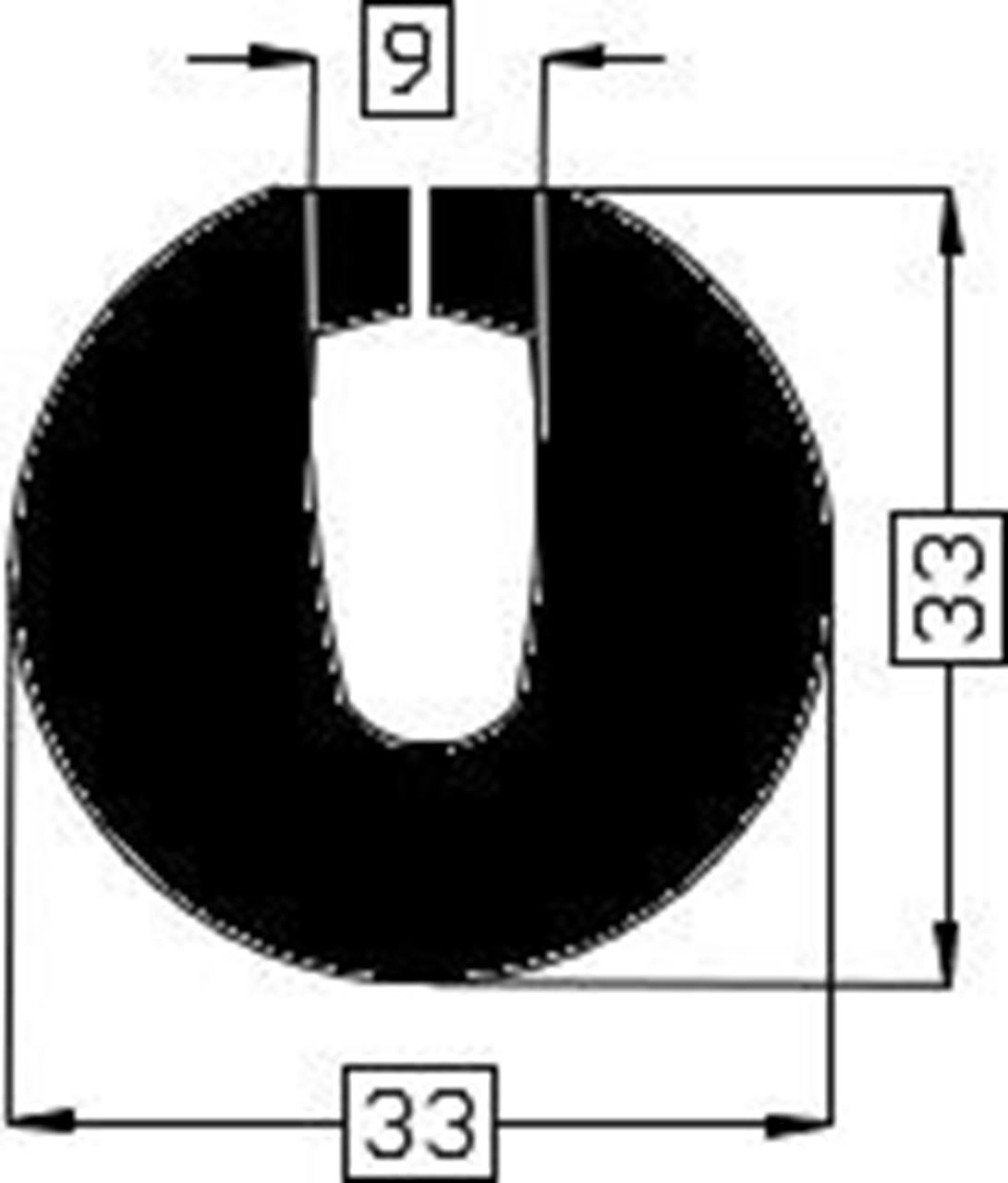 Scheuerleiste U 33 x 33 mm / Schlitz 9 mm i.w. / TPE